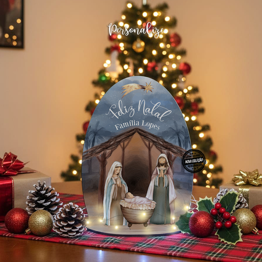 Presépio 3D em Madeira com Luz LED