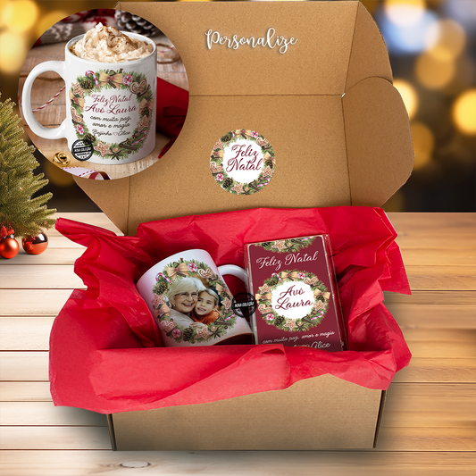 Kit caneca e chocolate "Grinalda"