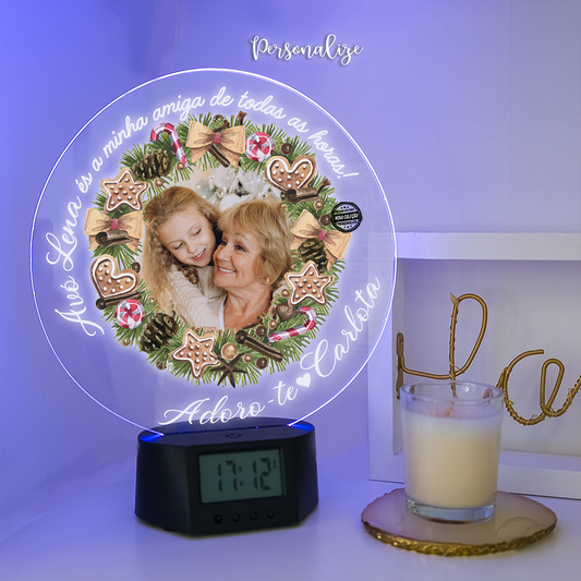 Moldura led com relógio digital "Grinalda"