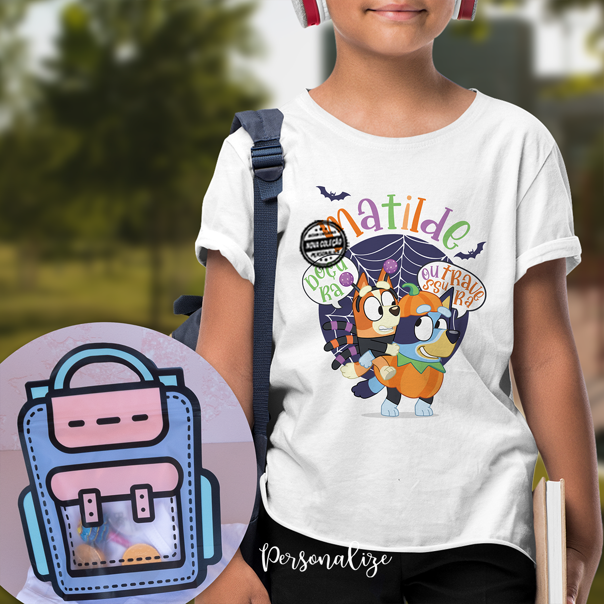 T-shirt com saco de doces "bluey"