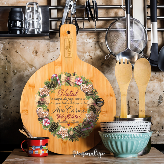 Tábua XL com colher e garfo de madeira de oferta "Grinalda"