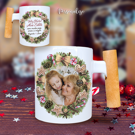 Caneca com asa de madeira "Grinalda"
