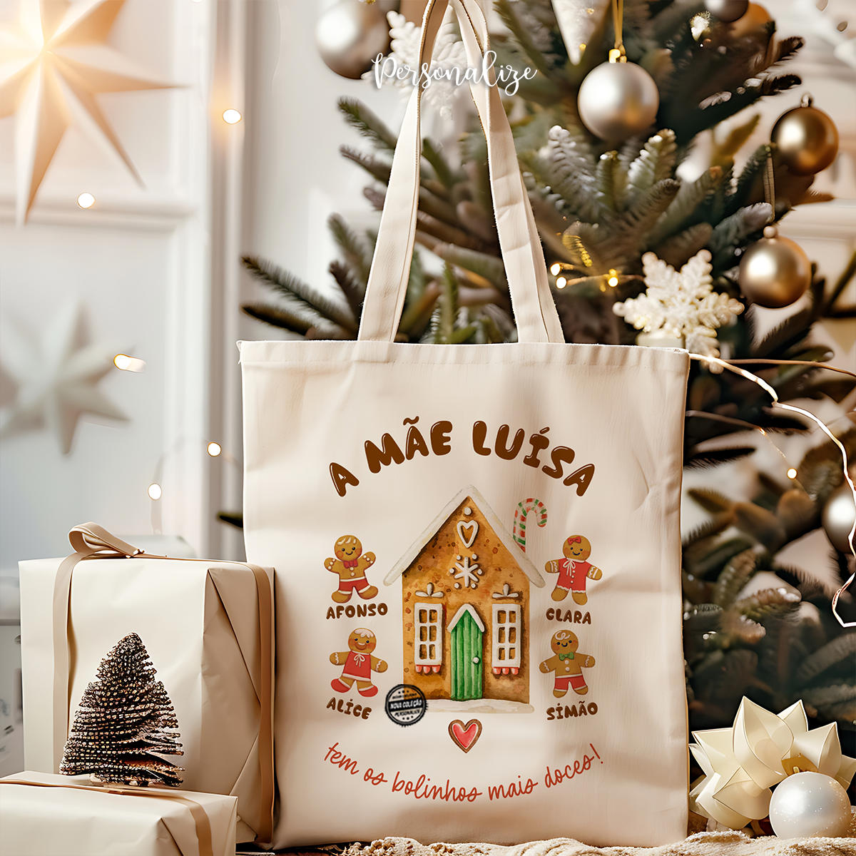 Saco de natal "Na casa da mamã..."