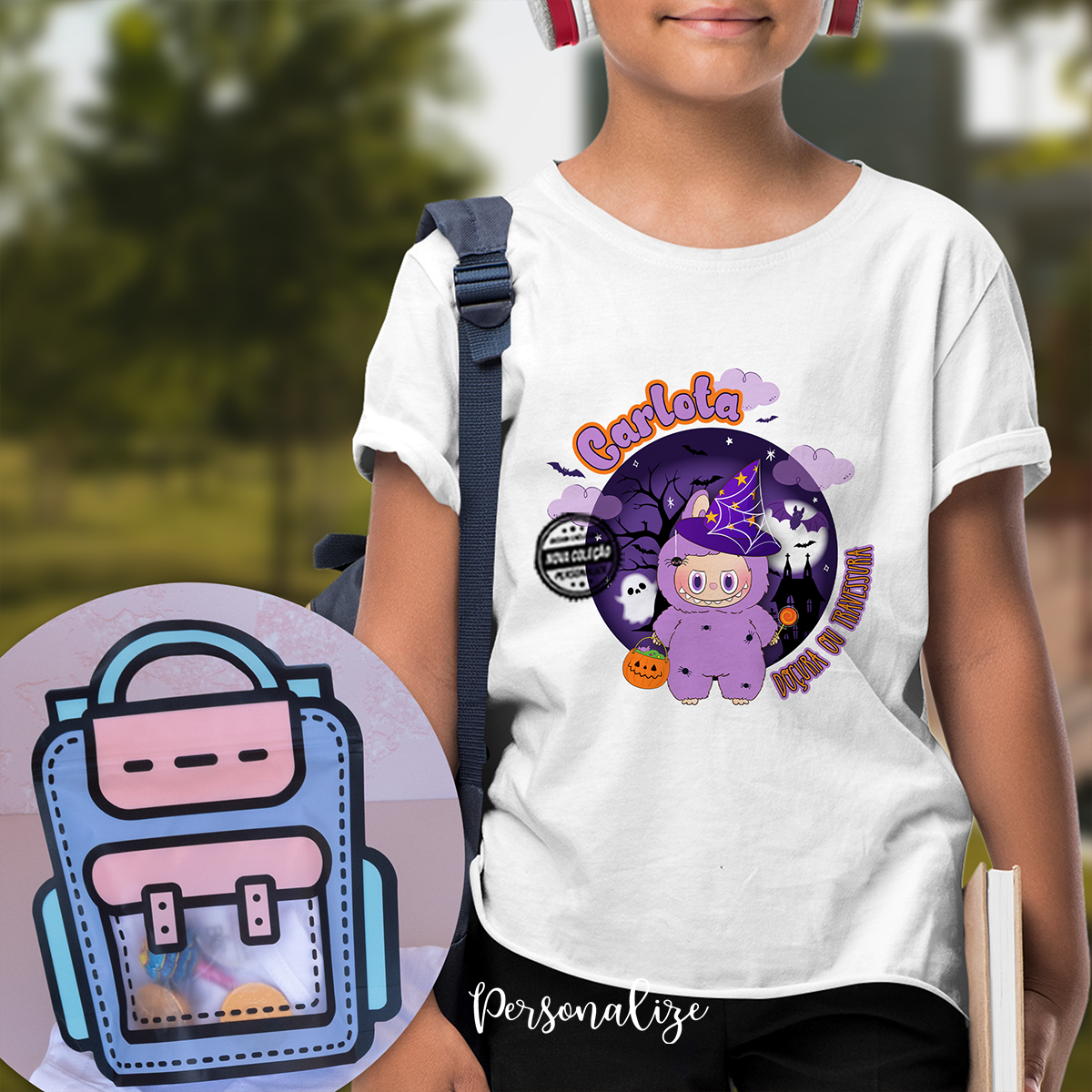 T-shirt com saco de doces "Labubu "