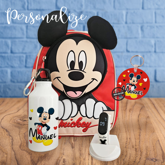 Mochila Mickey " Mochila 3D " e / ou garrafa e relógio