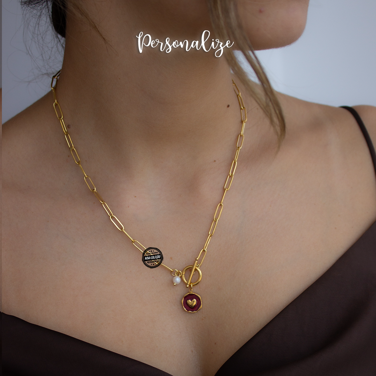 Fio coração corrente "Iniciais"