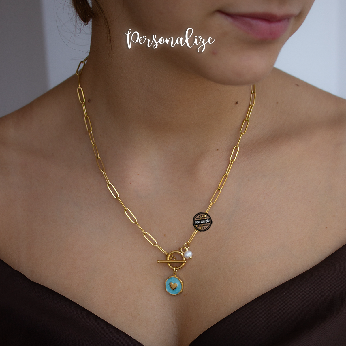 Fio coração corrente "Iniciais"