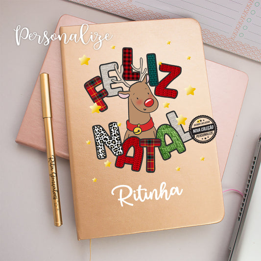 Bloco de notas + caneta " Feliz natal "