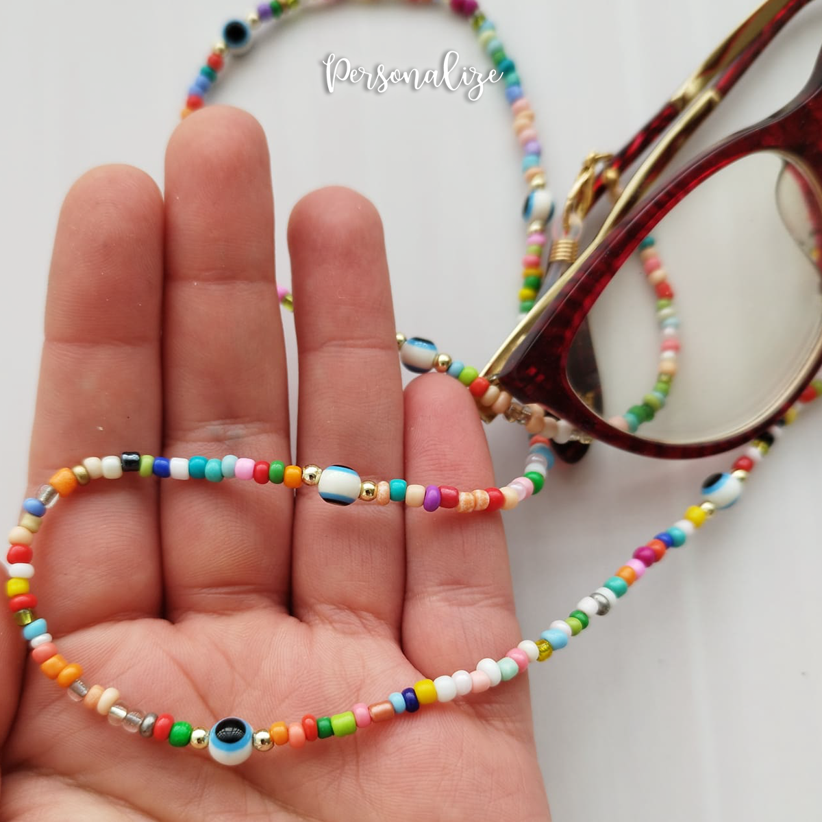 Corrente de óculos missangas