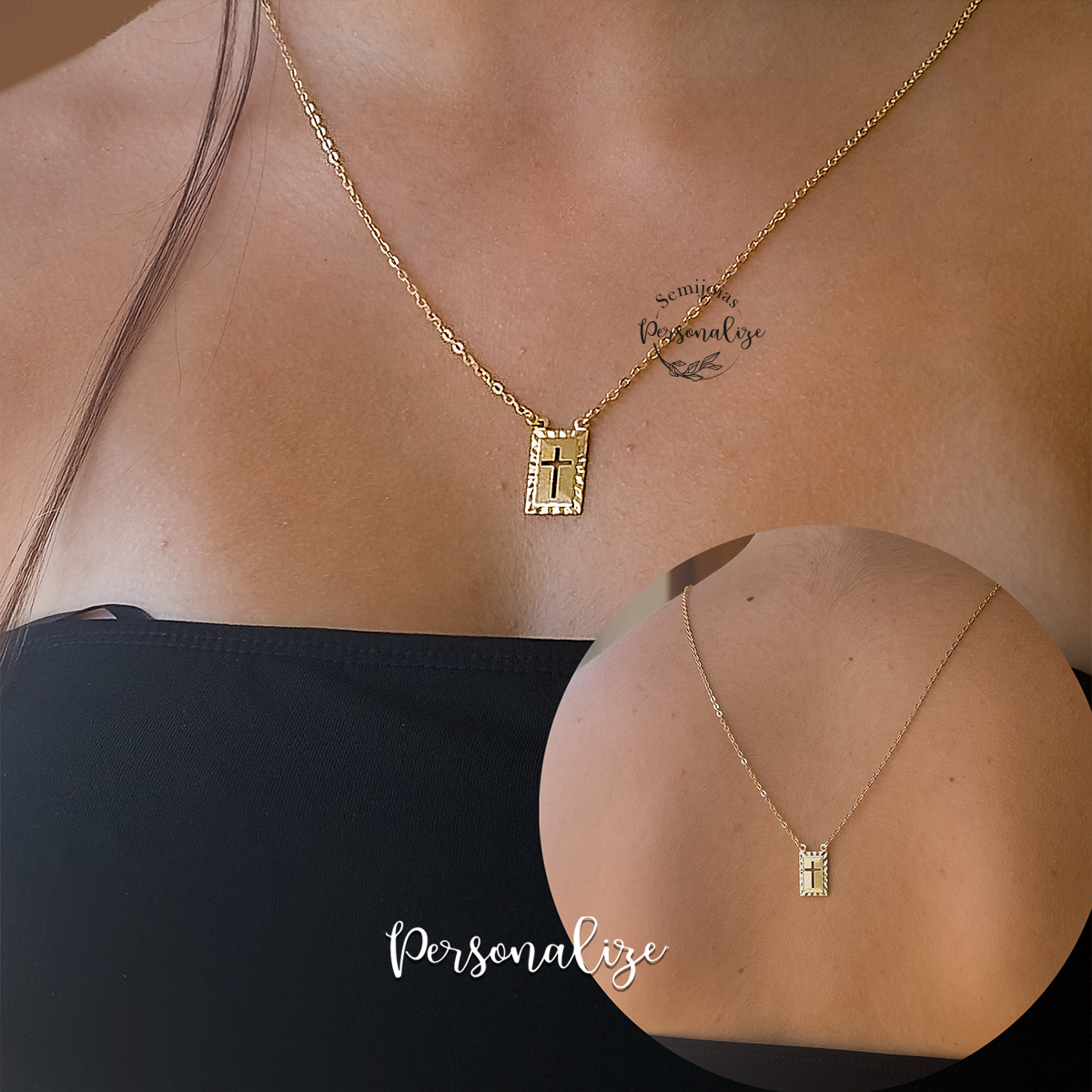 Escapulário cruz semijoia