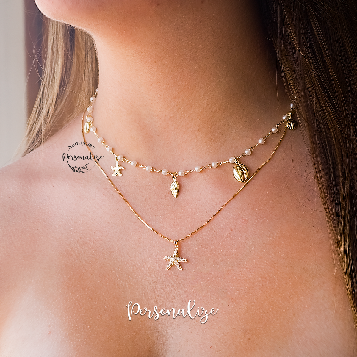 Fio semijoia duplo pendentes mar