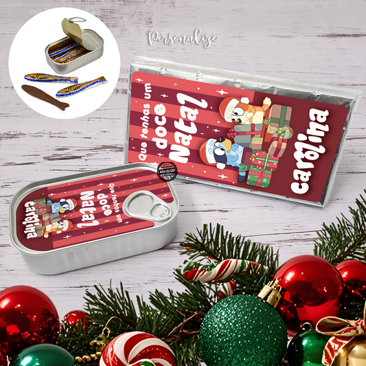 Latas de sardinha de chocolate natal "Bluey e Bingo"