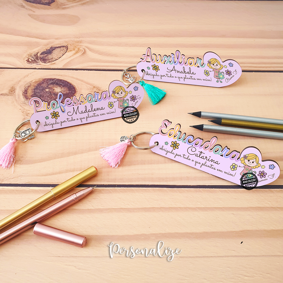 Porta-chaves flores "Obrigada..."