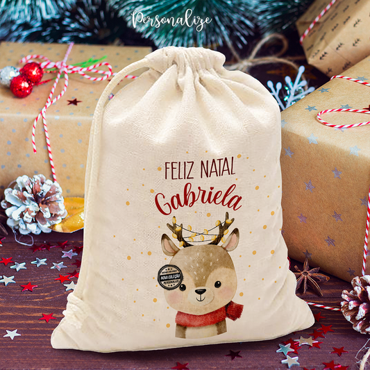 Saco/mochila rena " Feliz natal"