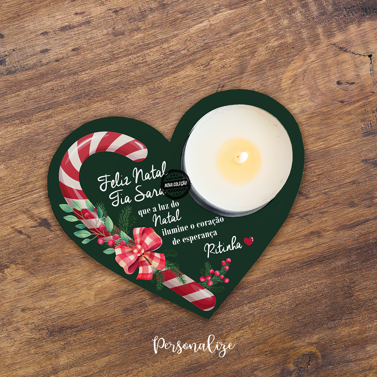 Suporte de vela "Feliz natal"