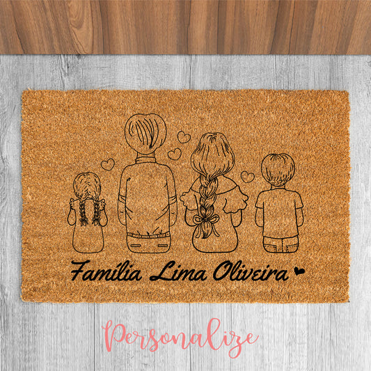 Tapetes de entrada personalizados com a família Tapete de entrada " Família " personalize ao seu gosto. Material Fibra de coco. Medida 40x60cm.