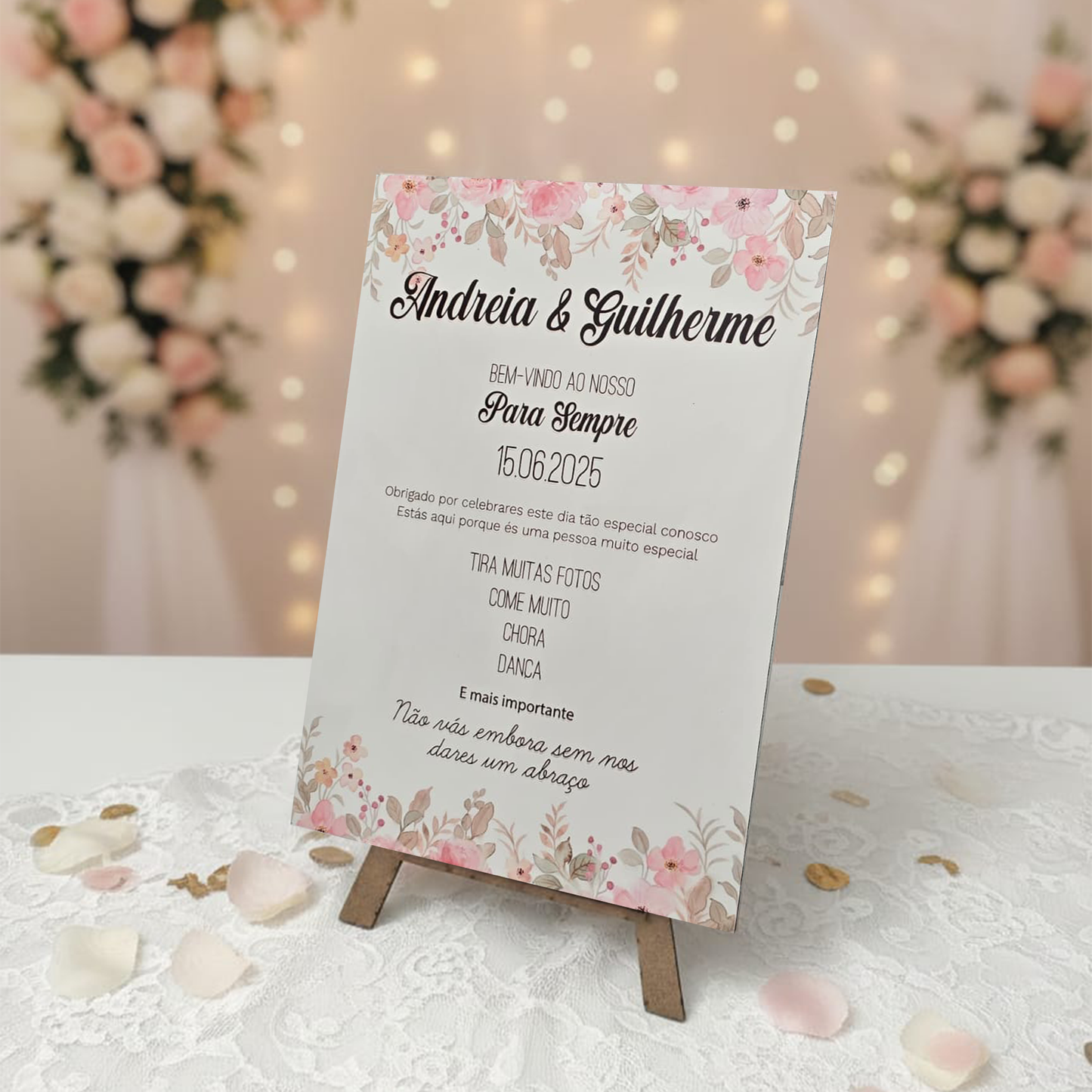 Placa casamento "Bem vindo ao nosso Para Sempre"