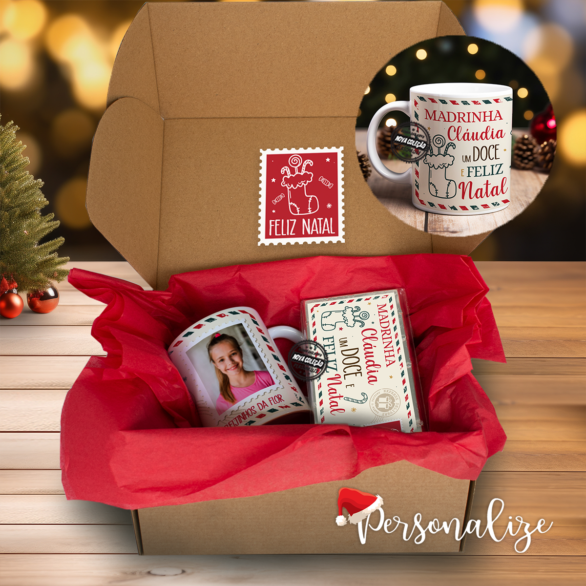 Kit Natal com fotografia "Doce e feliz natal"