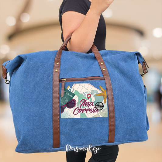 Mala de viagem de ganga "Nome"