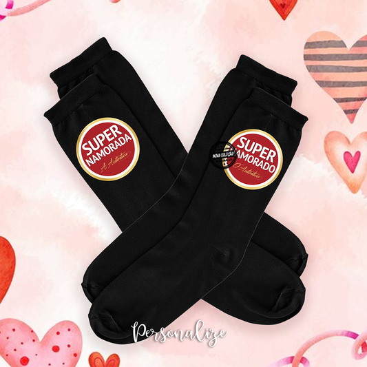 Conjunto de meias "Super namorado e namorada"