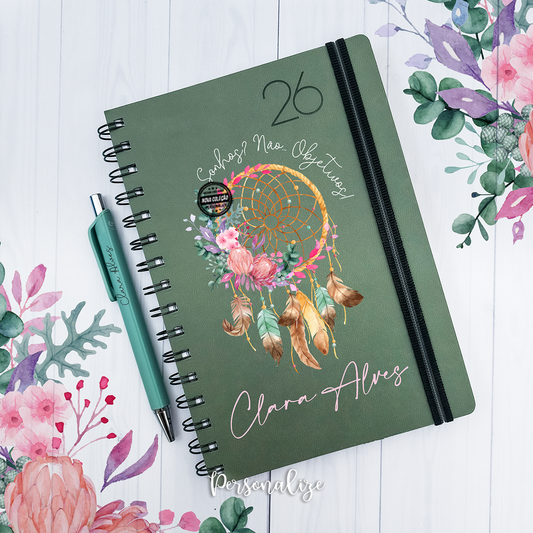 Agenda argolas A5 diária 2026 "Caça sonhos "