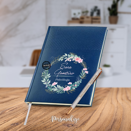 Agenda semanal floral "Nome e profissão"