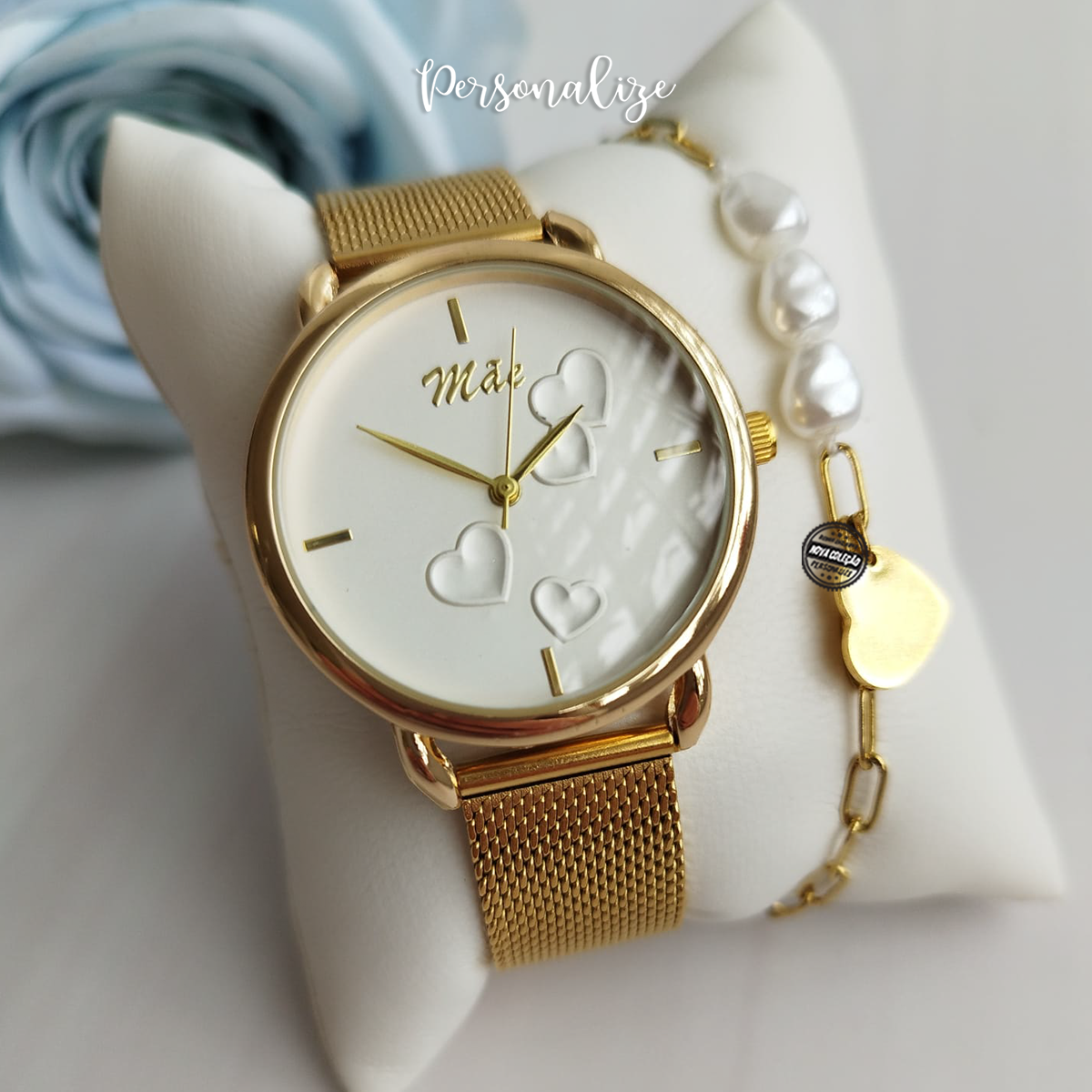 Conjunto relógio e pulseira "Mãe"