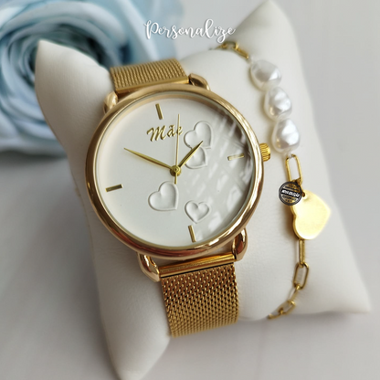 Conjunto relógio e pulseira "Mãe"
