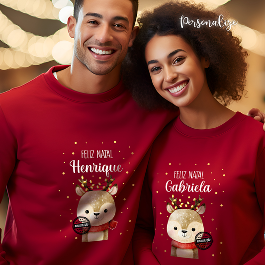 Sweat de natal rena " Feliz Natal"