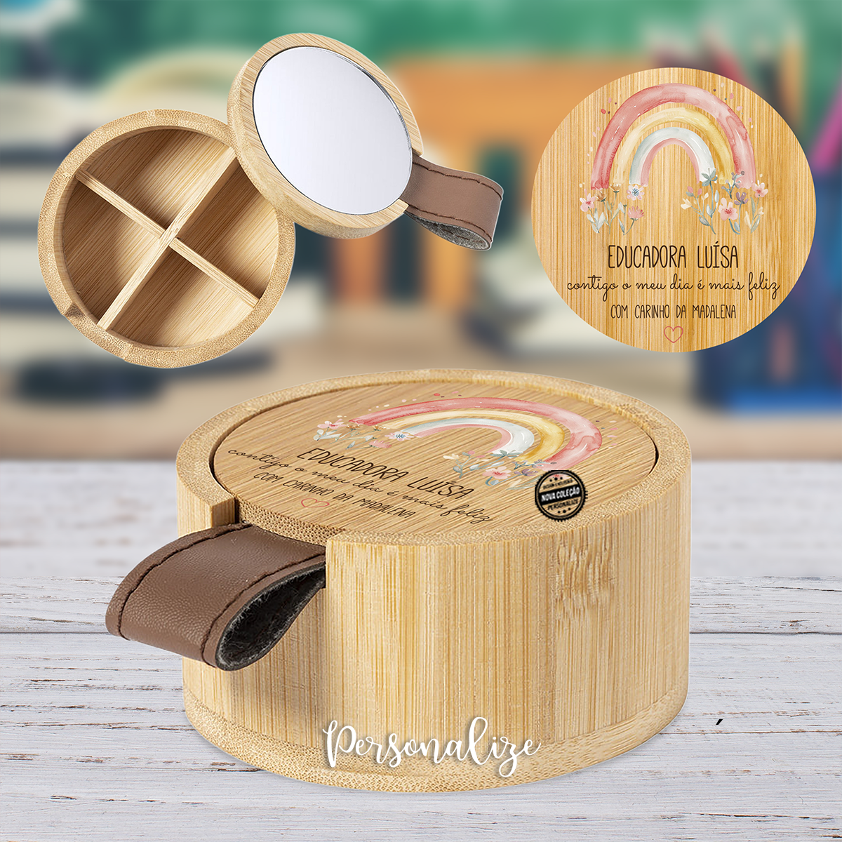Guarda-jóias bambu arco-íris