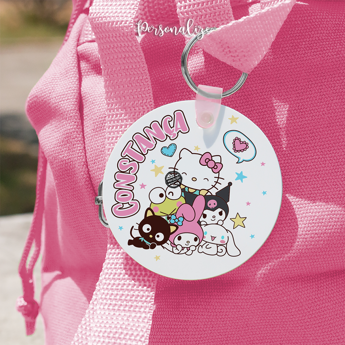 Identificar de mochila "Hello Kitty e amigos"