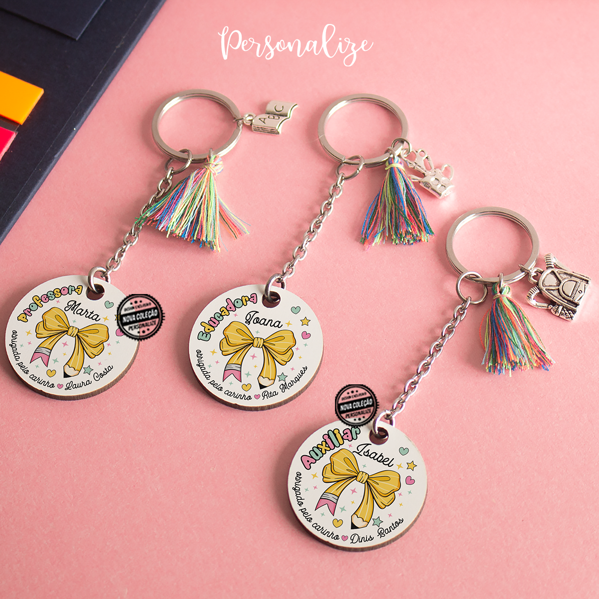 Porta-chaves laço "Obrigada..."