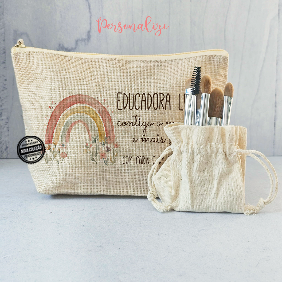 Bolsa com pincéis arco-íris "Educadora"
