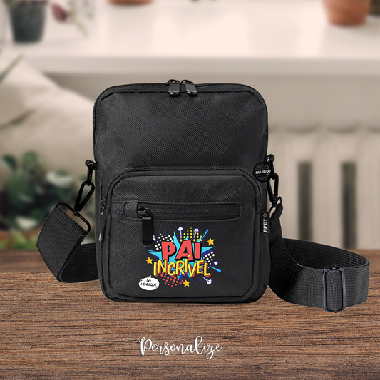 Bolsa tiracolo preta  "Pai Incrível"