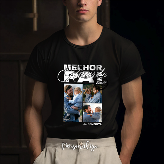 T-shirt com fotografias "Melhor Pai"