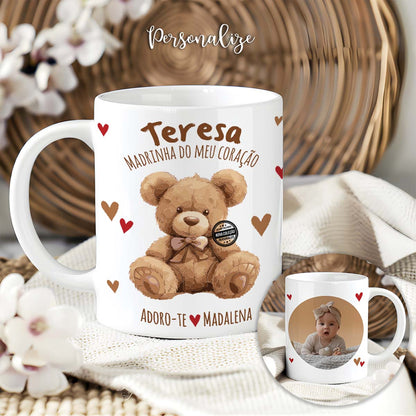 Caneca fotografia ursinho "Madrinha"