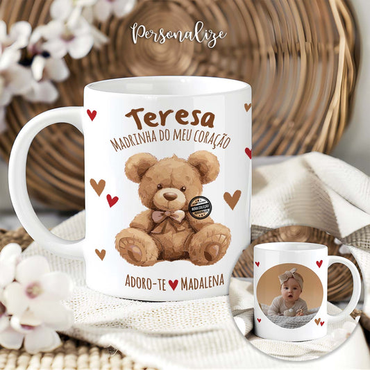 Caneca fotografia ursinho "Madrinha"