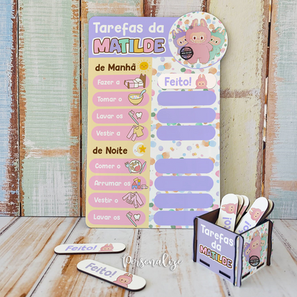 Quadro de tarefas diárias "Labubu"