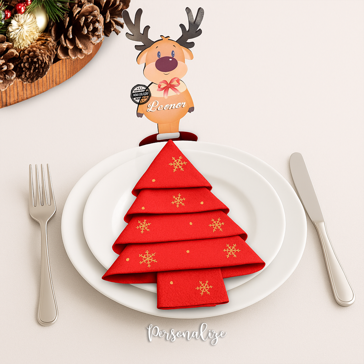 Marcador de mesa de natal "Rena"