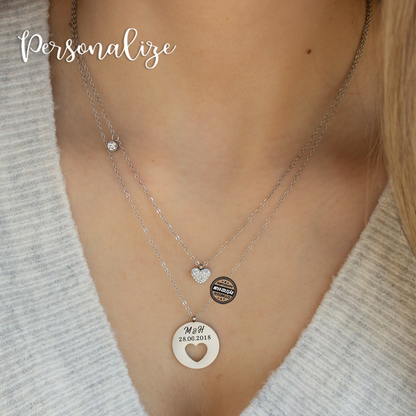 Fio duplo corações "Iniciais & data"