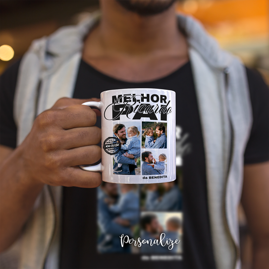 Caneca com fotografias "Melhor Pai"
