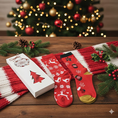 Expresso - Meias fofinha de Natal com caixa "Feliz Natal"