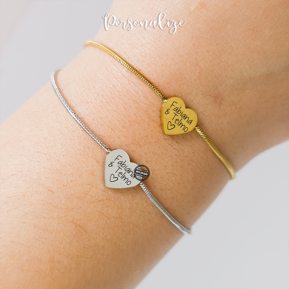 Pulseira ajustável coração "nomes"