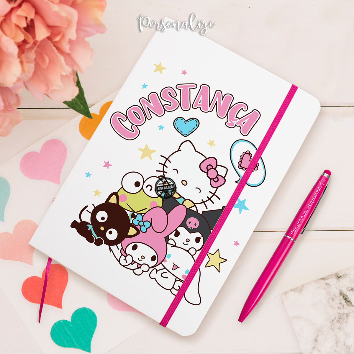 Bloco e/ou caneta "Hello Kitty e amigos"