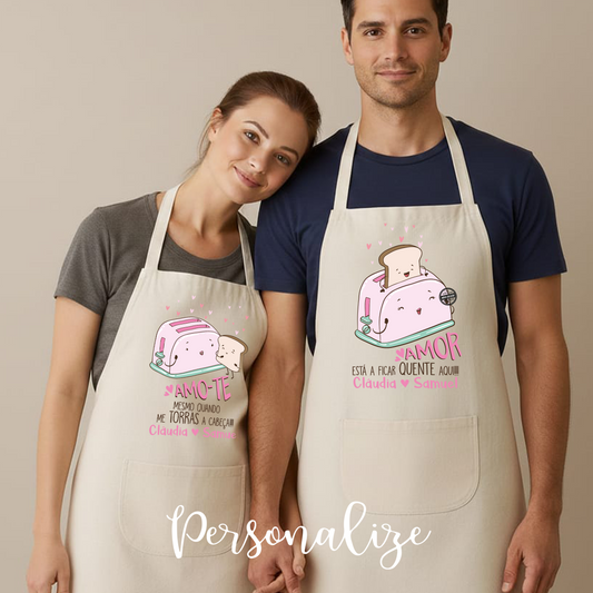 Conjunto de aventais torradeira "Amo-te"