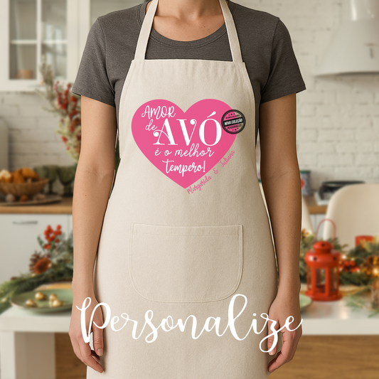 Avental em algodão " Amor de avó é o melhor tempero "