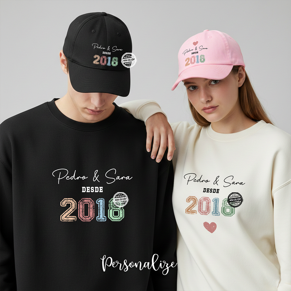 Conjunto sweat e boné "Vintage love"