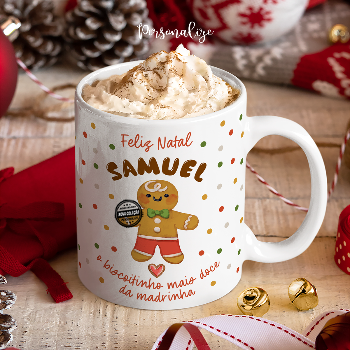 Caneca  de Natal "Bolachinha/biscoitinho da madrinha"