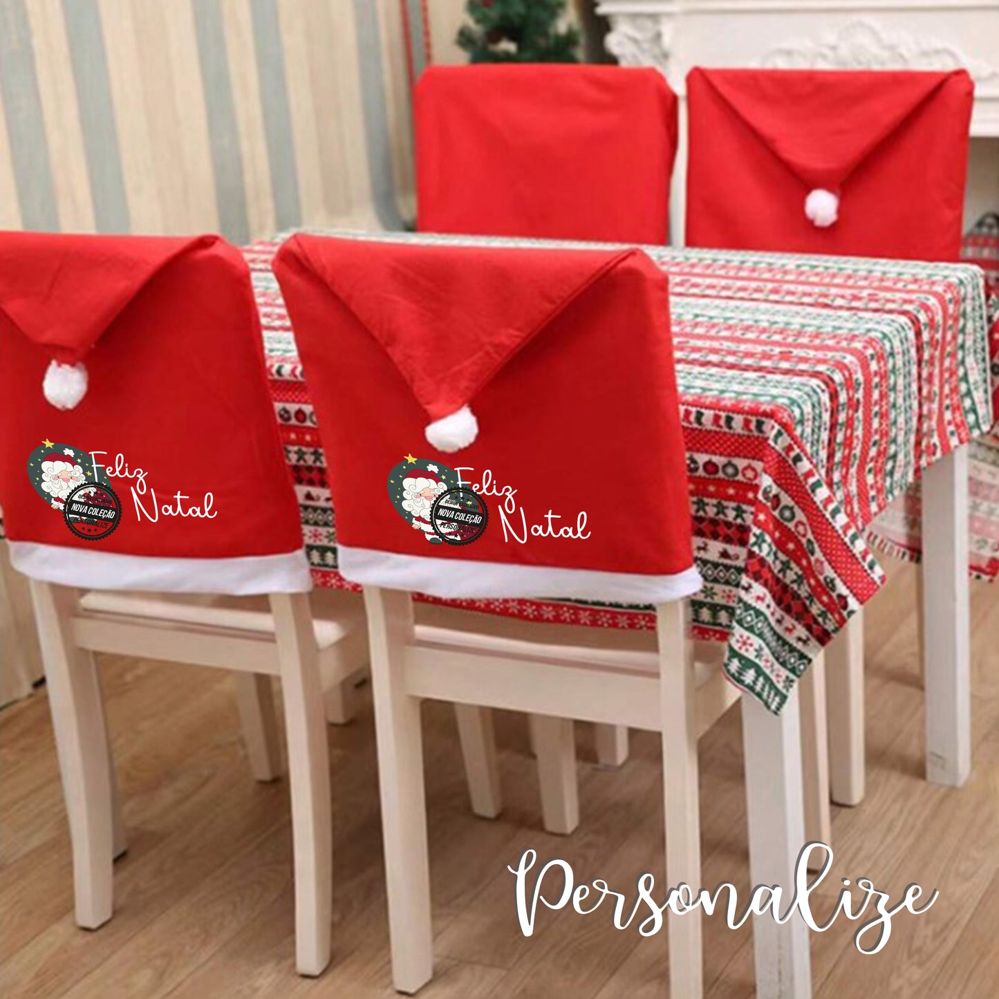 Capa de cadeira Pai Natal "Feliz Natal"
