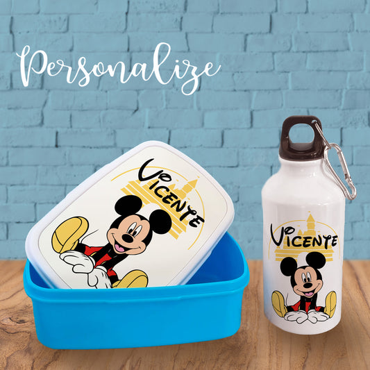 Conjunto caixa de lanche e garrafa " Mickey "